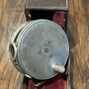 Hardy 3 3/8" Perfect Fly Reel c1922 w/ Block Leather Case